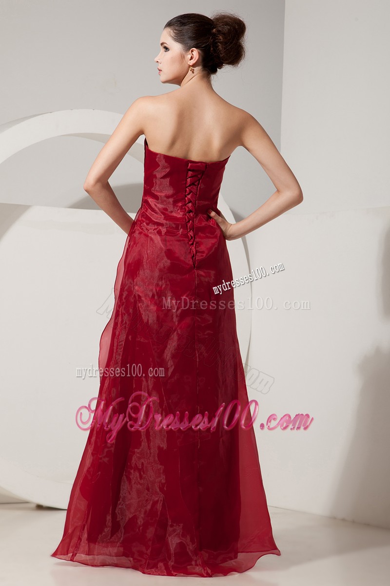 Ruche Appliques Wine Red Strapless Prom Dress Floor Length with Short Jacket