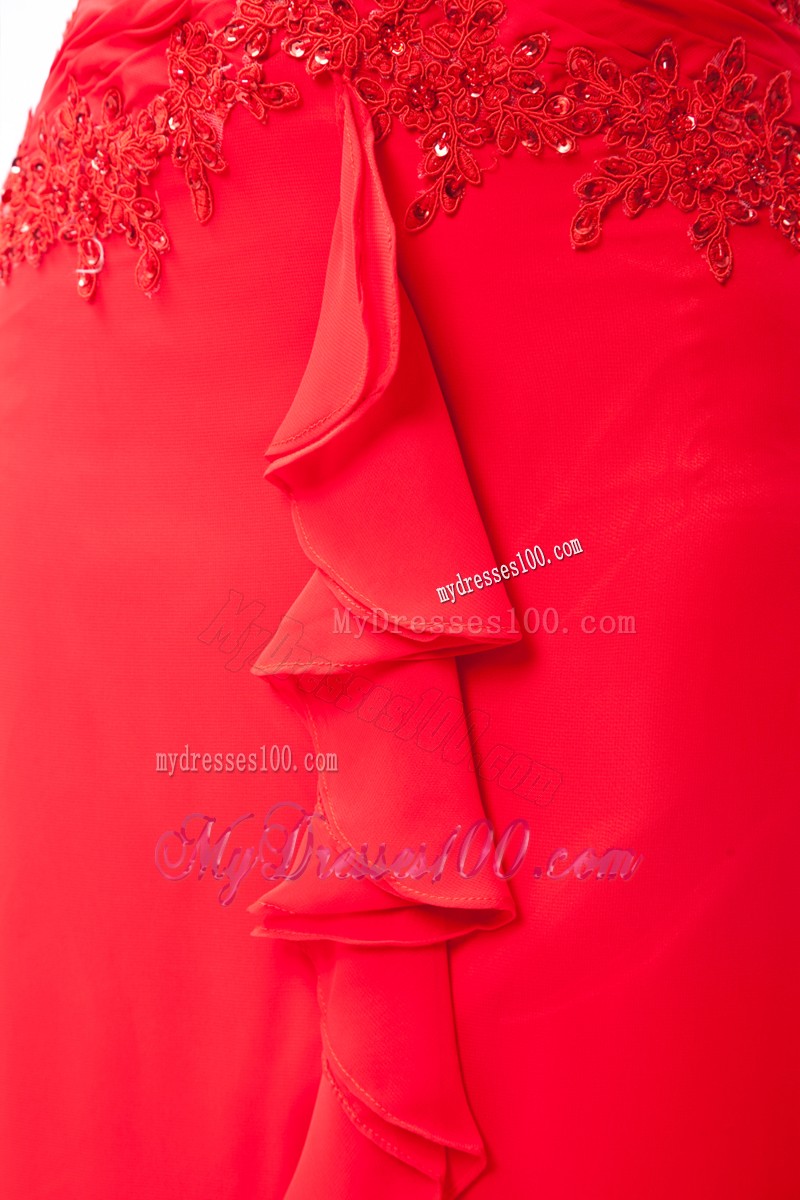 Spaghetti Straps Prom Dress in Hot Pink with Ruffles and Beadings