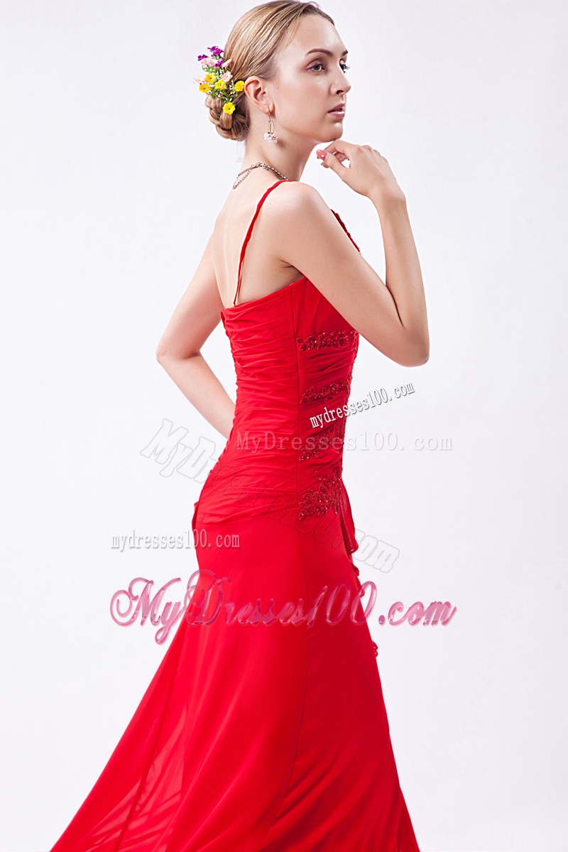 Spaghetti Straps Prom Dress in Hot Pink with Ruffles and Beadings