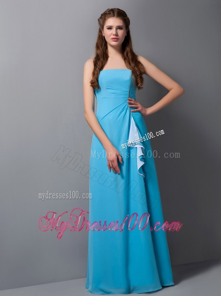Empire Strapless Beading Bridesmaids Dresses with Draping Fabric
