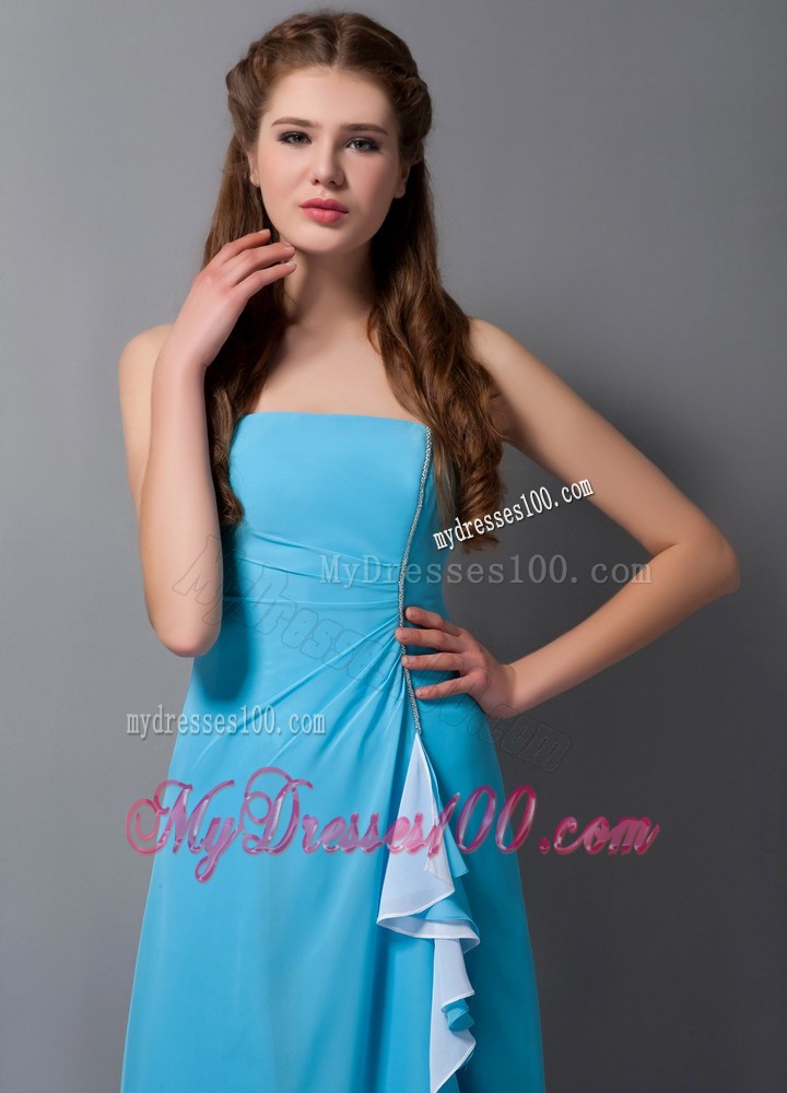 Empire Strapless Beading Bridesmaids Dresses with Draping Fabric