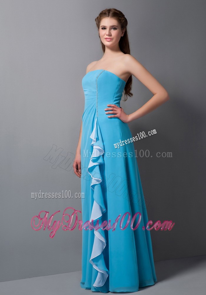 Empire Strapless Beading Bridesmaids Dresses with Draping Fabric