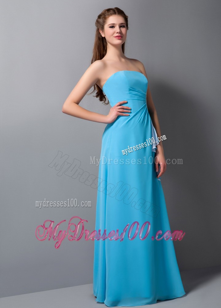 Empire Strapless Beading Bridesmaids Dresses with Draping Fabric