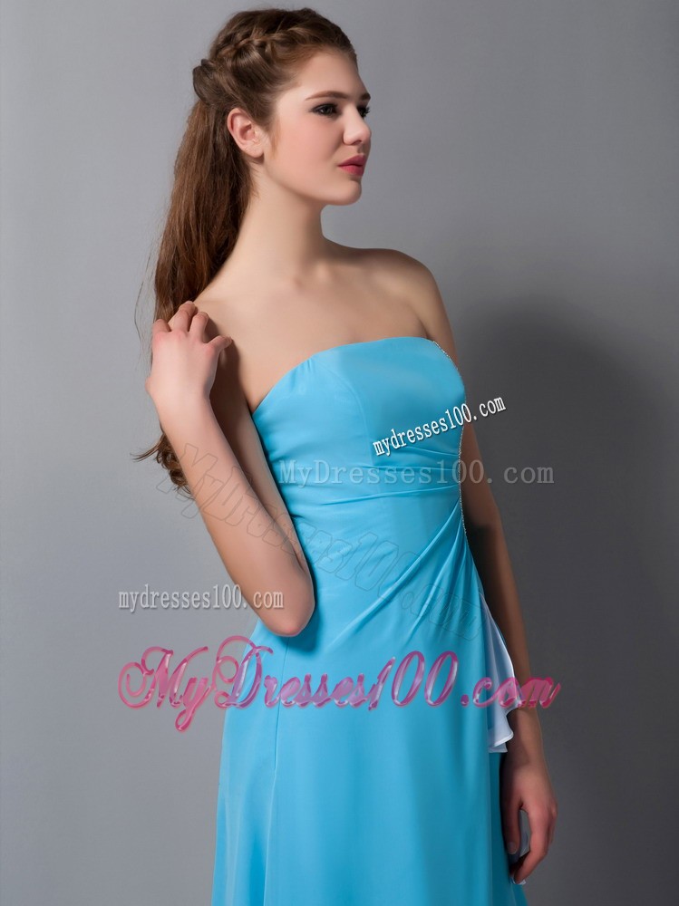 Empire Strapless Beading Bridesmaids Dresses with Draping Fabric