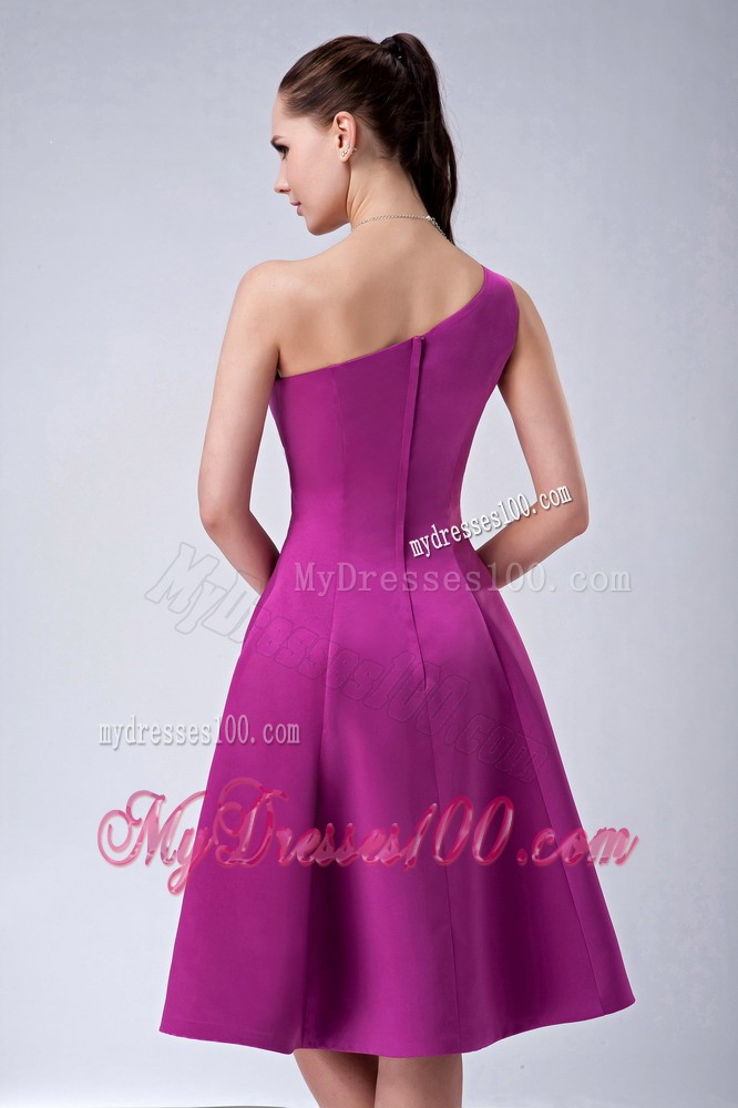 One Shoulder Maid of Honor Dress for Princess Design in Fuchsia