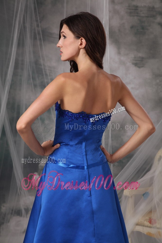 Blue Princess Homecoming Dress with Tulle Hem and Bowknot