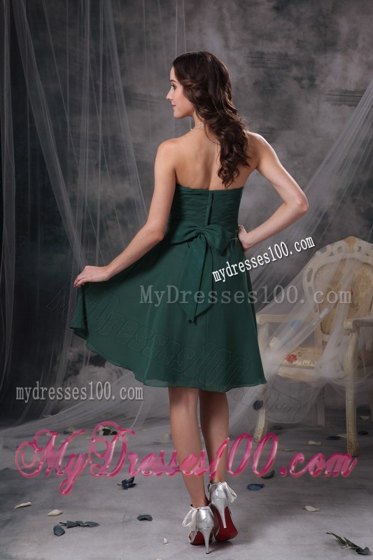 A-line Strapless Ruched Homecoming Dress in Dark Green