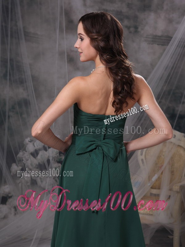 A-line Strapless Ruched Homecoming Dress in Dark Green