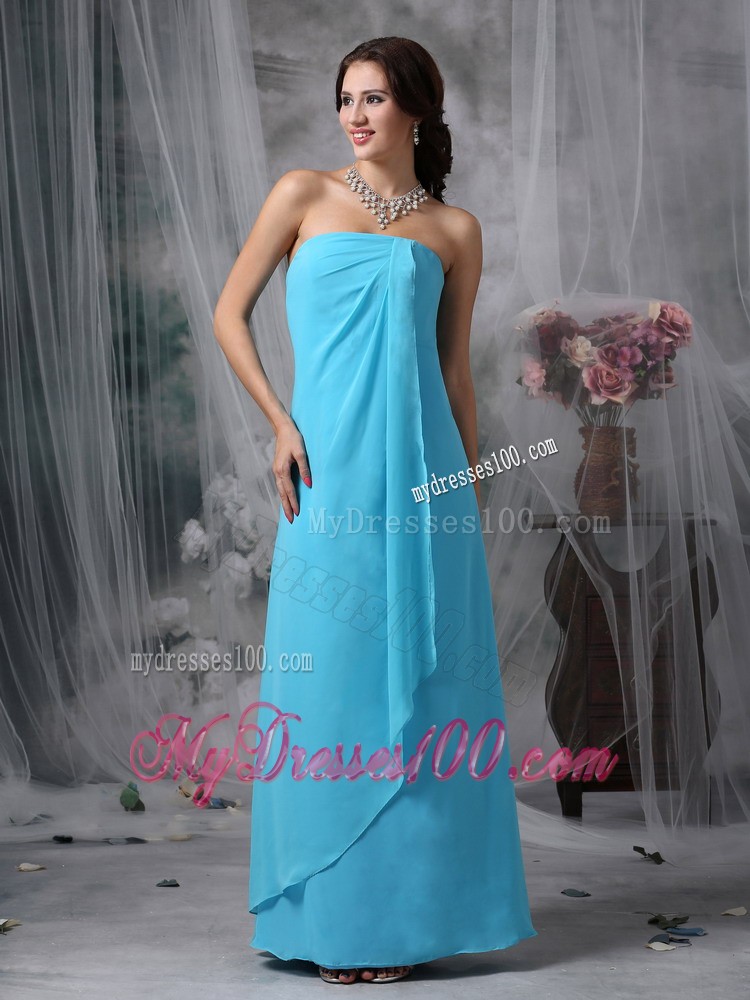 Baby Blue Empire Strapless Homecoming Dress with Apron Front