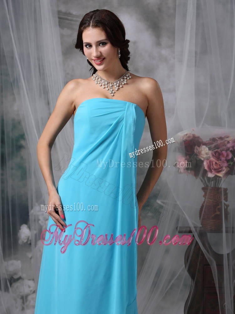 Baby Blue Empire Strapless Homecoming Dress with Apron Front