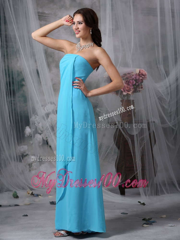 Baby Blue Empire Strapless Homecoming Dress with Apron Front