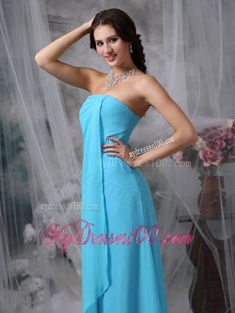 Baby Blue Empire Strapless Homecoming Dress with Apron Front