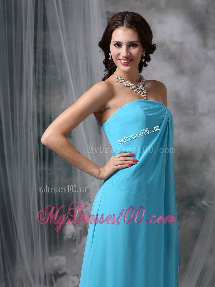 Baby Blue Empire Strapless Homecoming Dress with Apron Front
