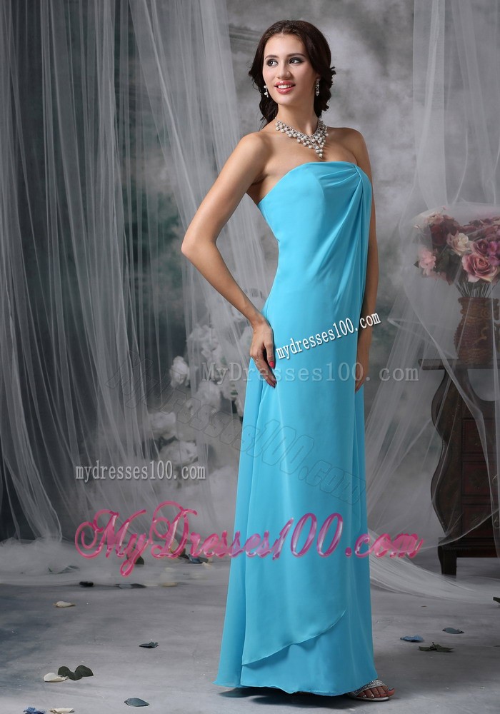 Baby Blue Empire Strapless Homecoming Dress with Apron Front