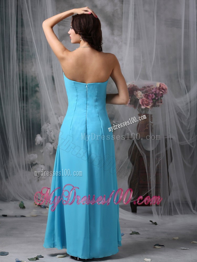Baby Blue Empire Strapless Homecoming Dress with Apron Front