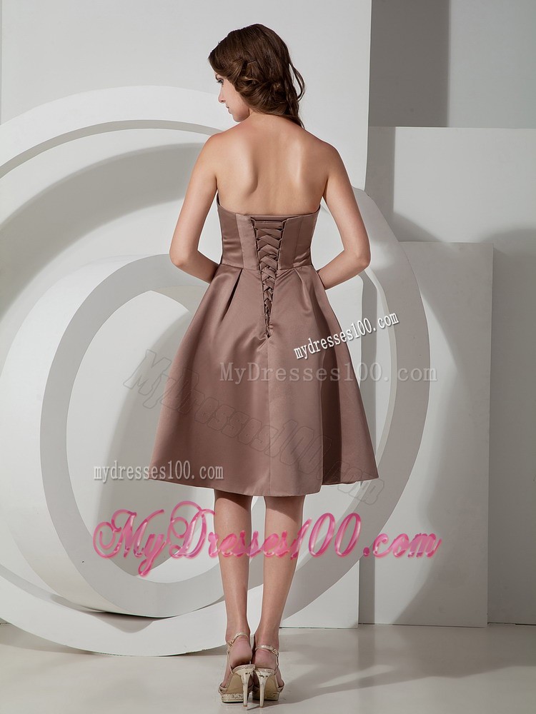 Chocolate A-line Strapless Knee-length Prom Dress