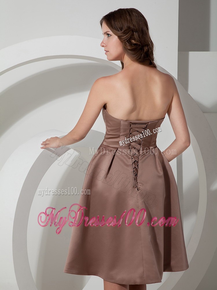 Chocolate A-line Strapless Knee-length Prom Dress