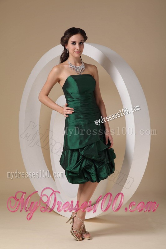 Dark Green Column Knee-length Beading Prom Homecoming Dress