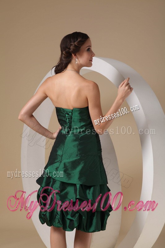 Dark Green Column Knee-length Beading Prom Homecoming Dress