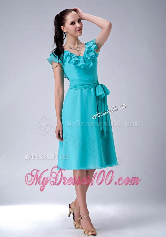 Straps with Draping Layered Fabric Neckline Bridesmaid Dress
