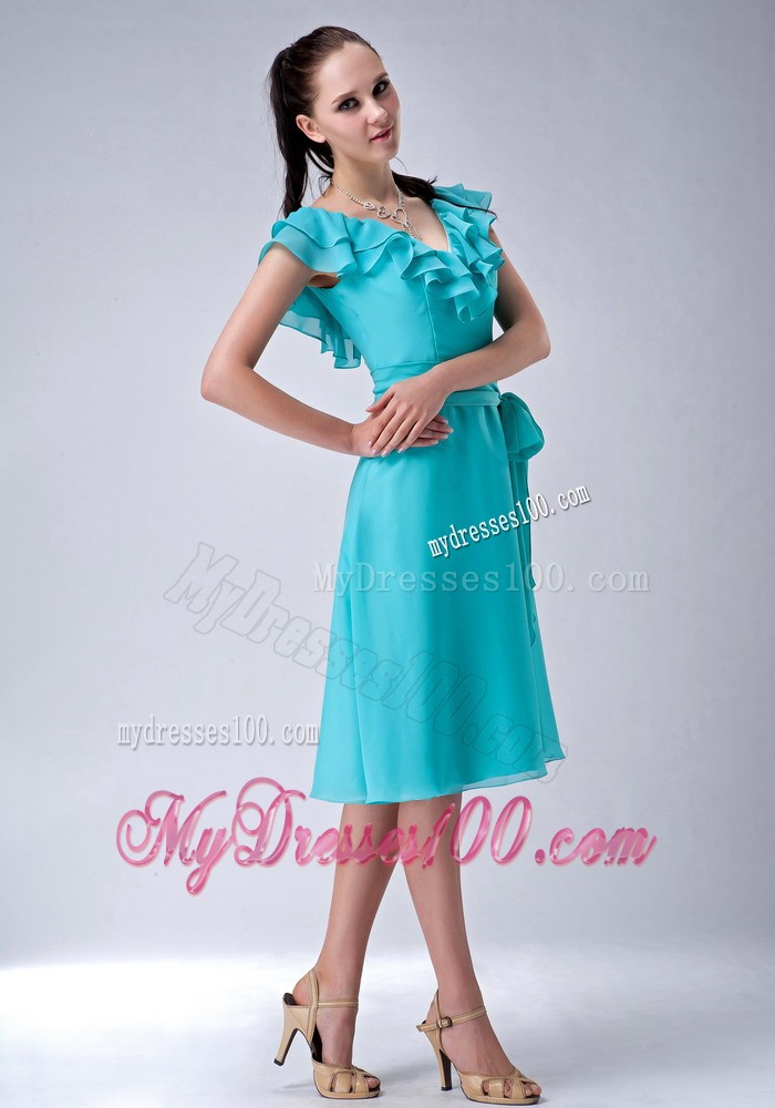 Straps with Draping Layered Fabric Neckline Bridesmaid Dress