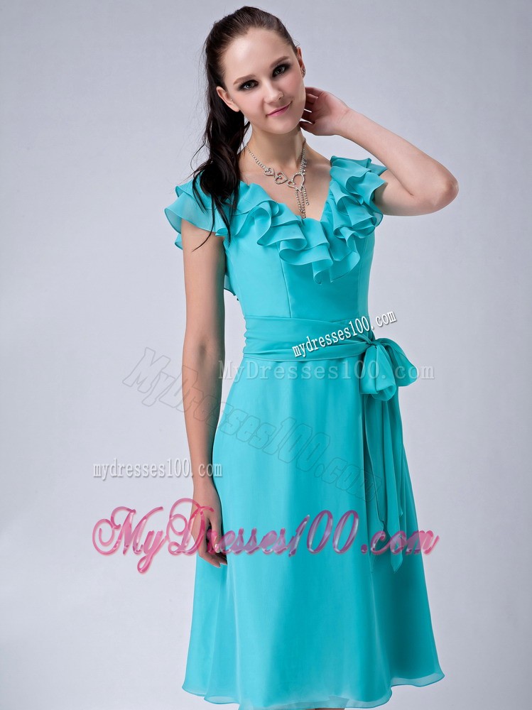 Straps with Draping Layered Fabric Neckline Bridesmaid Dress
