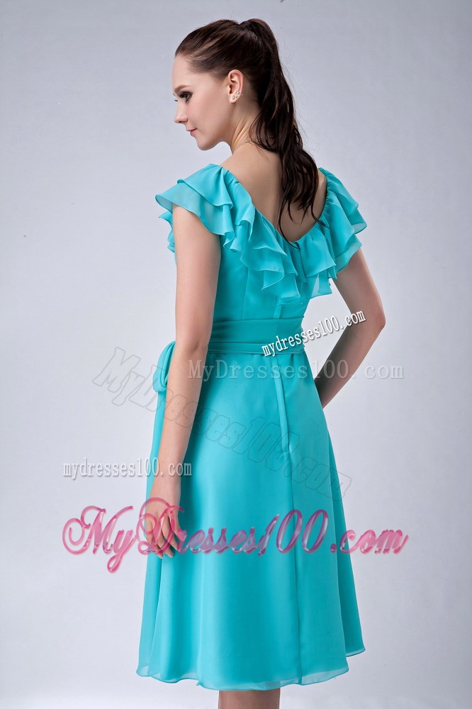 Straps with Draping Layered Fabric Neckline Bridesmaid Dress