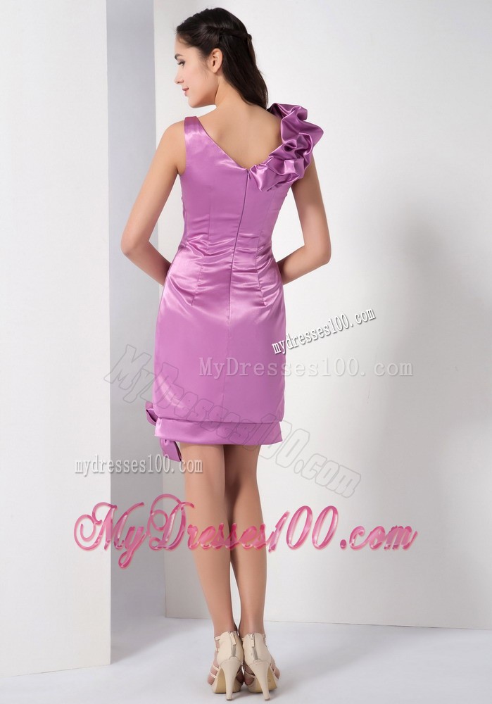 Lavender Column Square Mini Prom Dress Decor Flowers