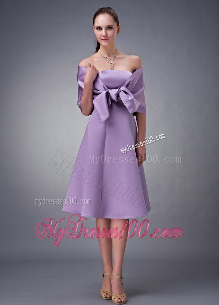 Lavender Strapless Bridesmaid Dress with Shawl for Princess Style