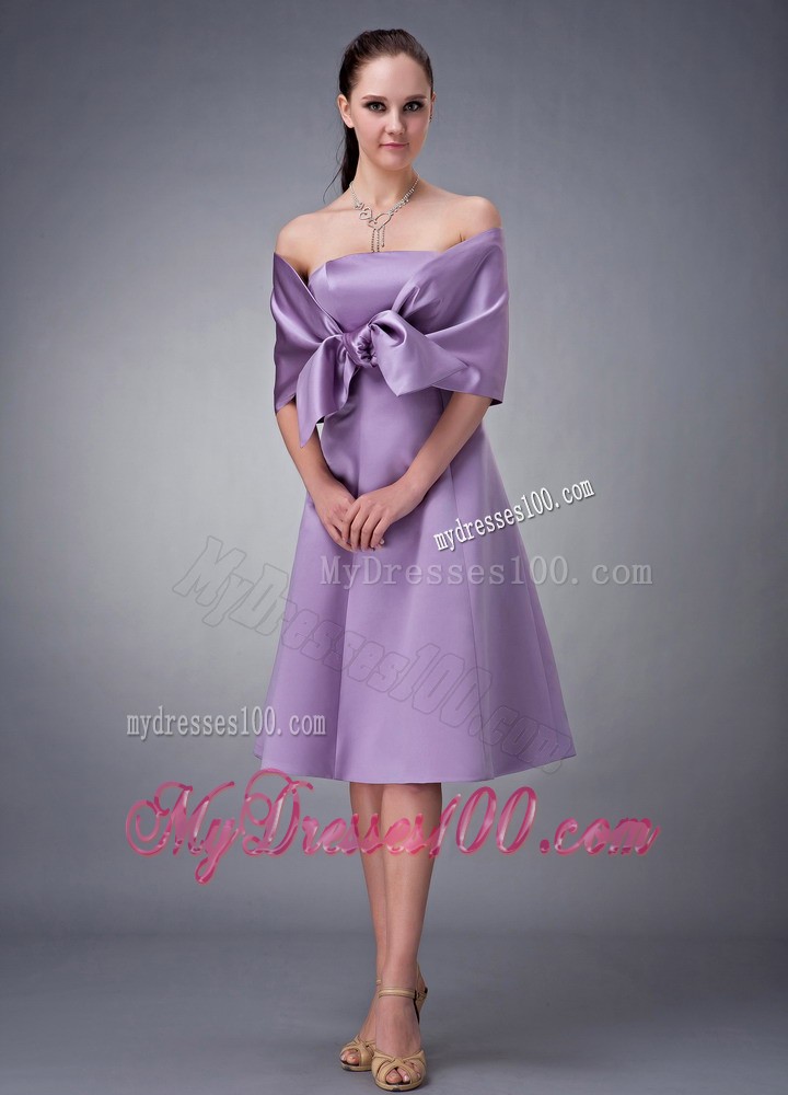 Lavender Strapless Bridesmaid Dress with Shawl for Princess Style