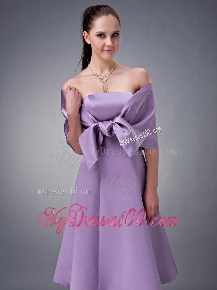 Lavender Strapless Bridesmaid Dress with Shawl for Princess Style