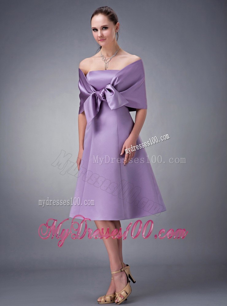 Lavender Strapless Bridesmaid Dress with Shawl for Princess Style