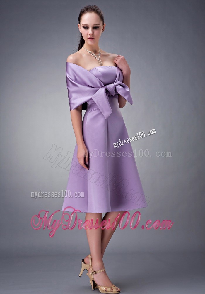Lavender Strapless Bridesmaid Dress with Shawl for Princess Style