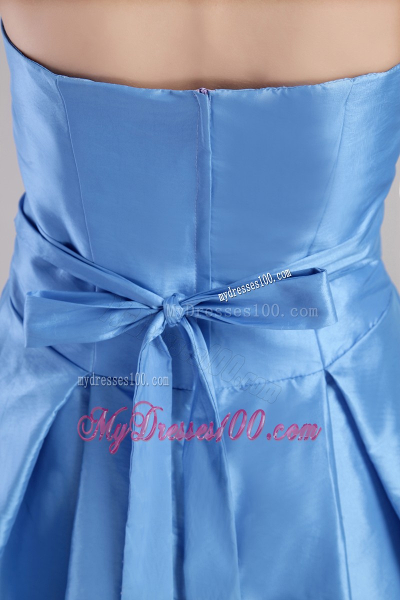 Blue Strapless Prom Homecoming Dress with A-line and Mini-length