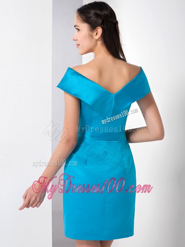 Off The Shoulder Mini Prom Dress in Teal For Column Style