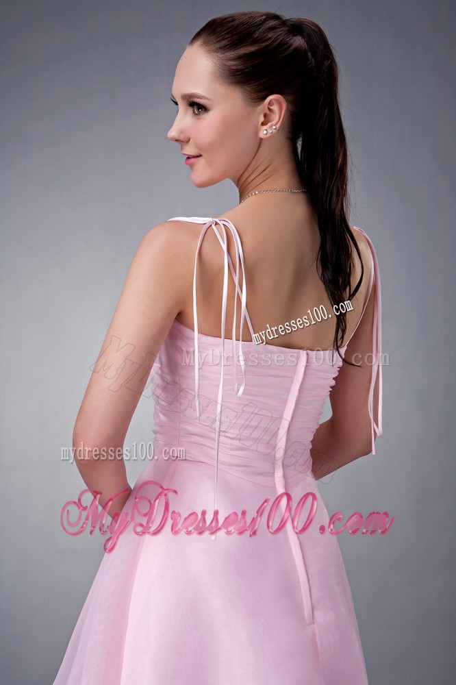 Baby Pink Princess V-neck Bridesmaid Dress for Layered Design