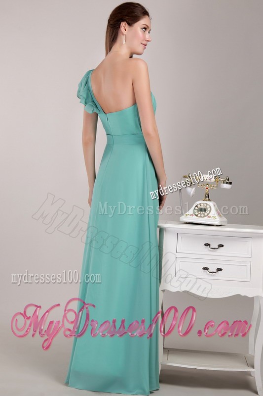 Turquoise Sheath One Shoulder Floor-length with One Sleeves