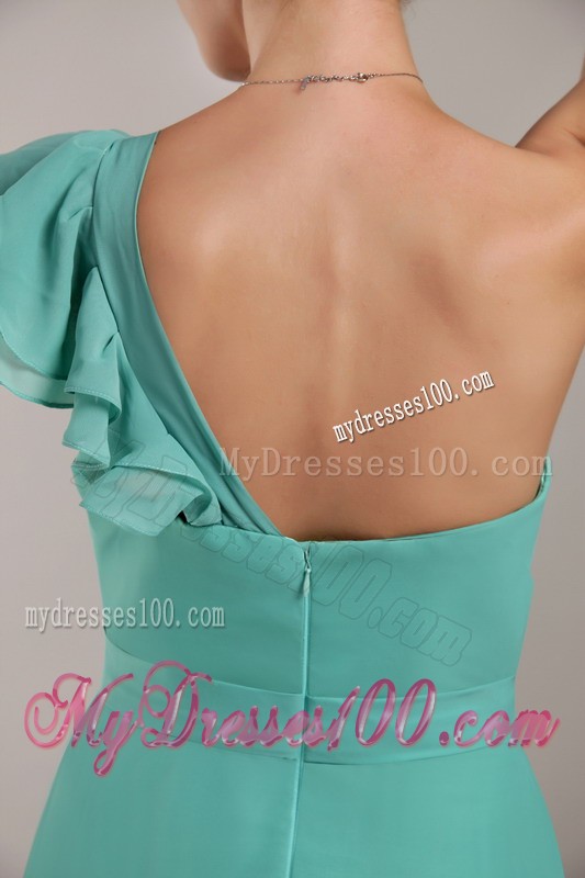 Turquoise Sheath One Shoulder Floor-length with One Sleeves