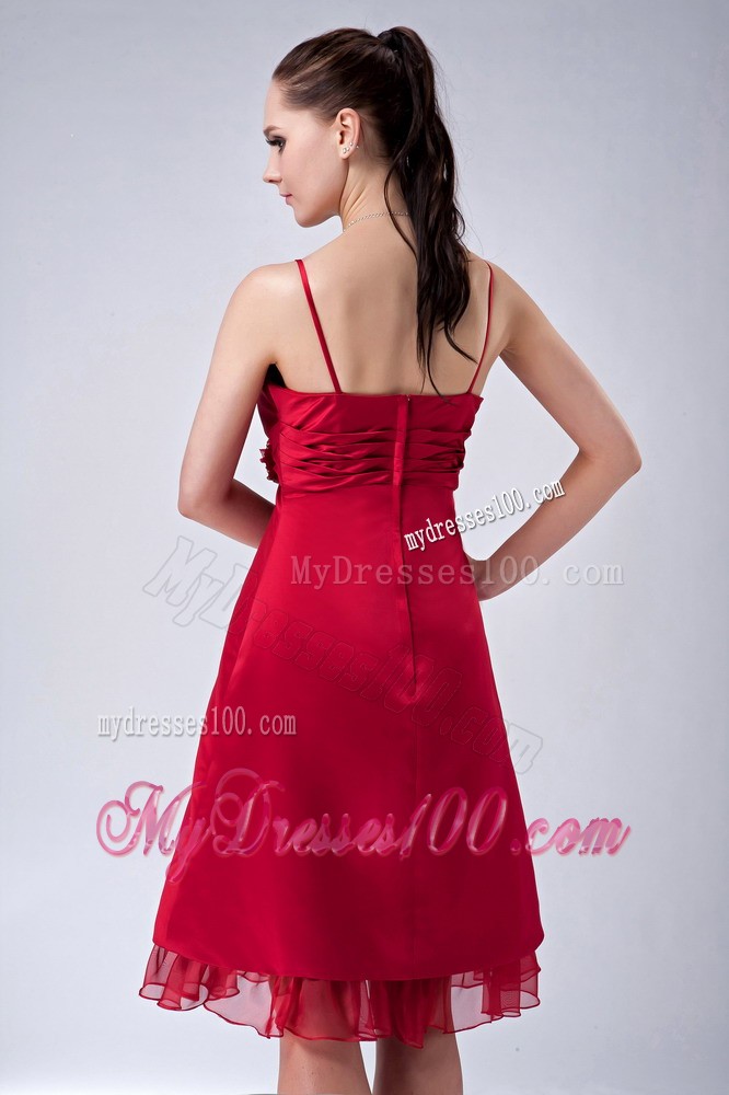 Spaghetti Straps Sheath Chief Bridesmaid Dress in Wine Red