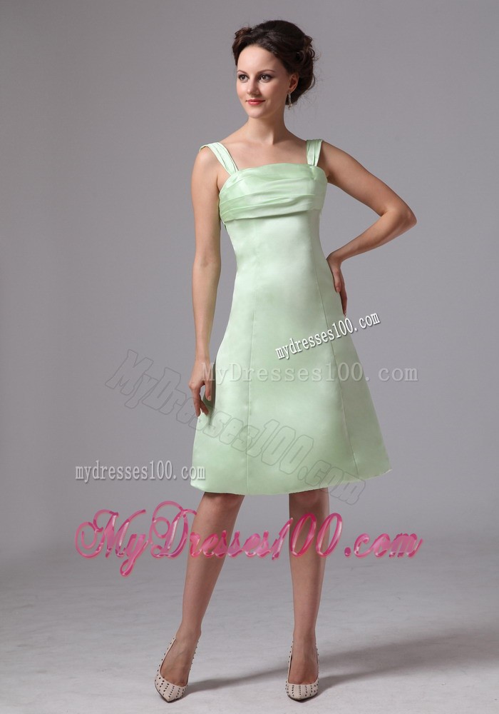 A-line Apple Green Knee-length Bridesmaid Dress with Straps