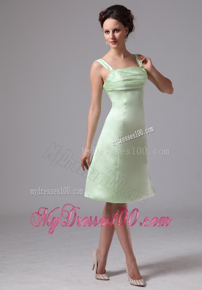 A-line Apple Green Knee-length Bridesmaid Dress with Straps