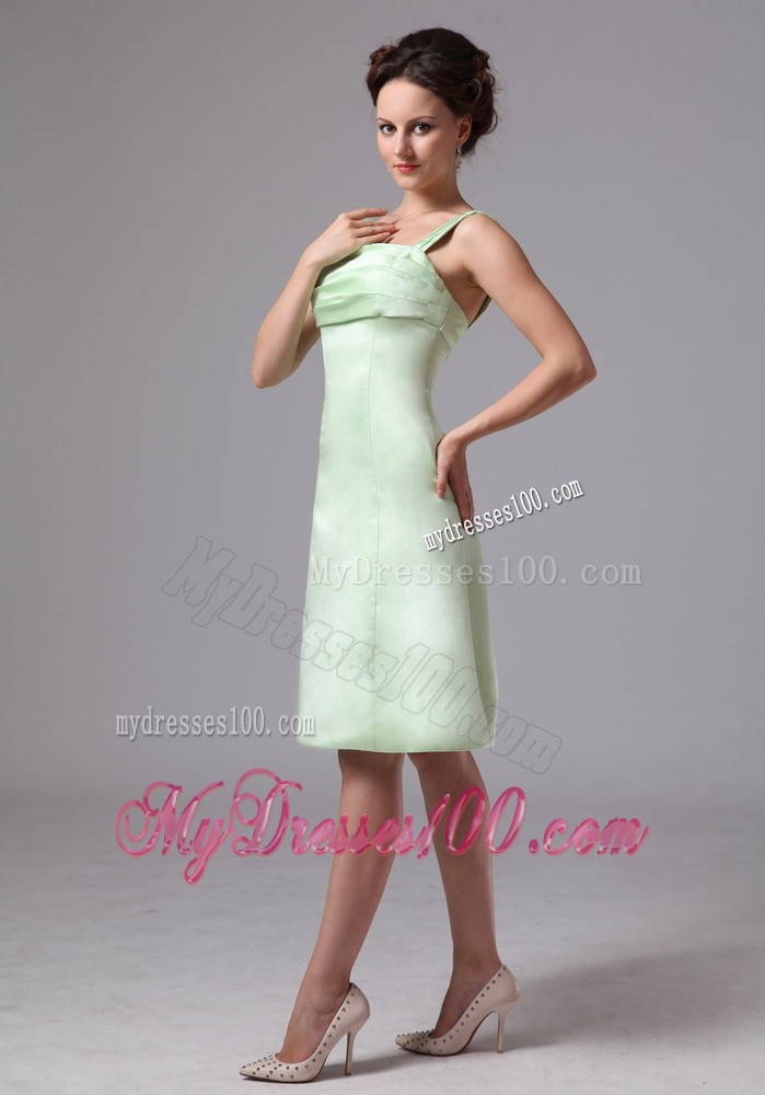 A-line Apple Green Knee-length Bridesmaid Dress with Straps