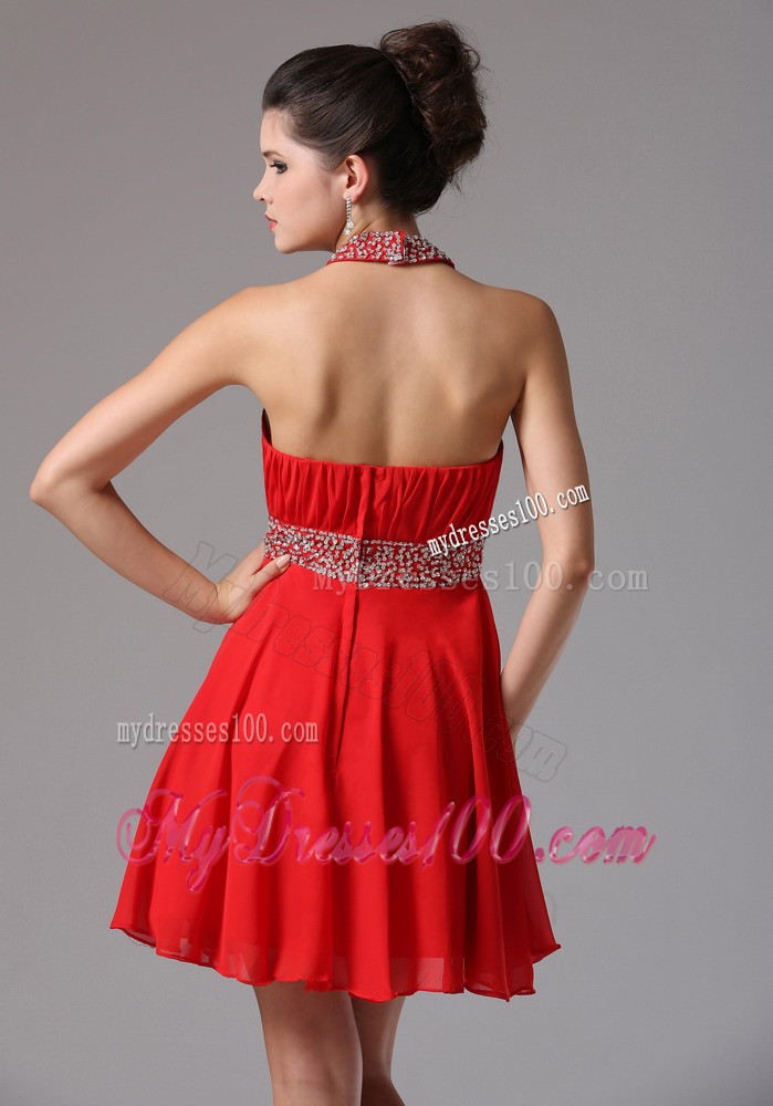 2013 Halter Beading and Ruched Stylish Cocktail Dresses With Mini-length
