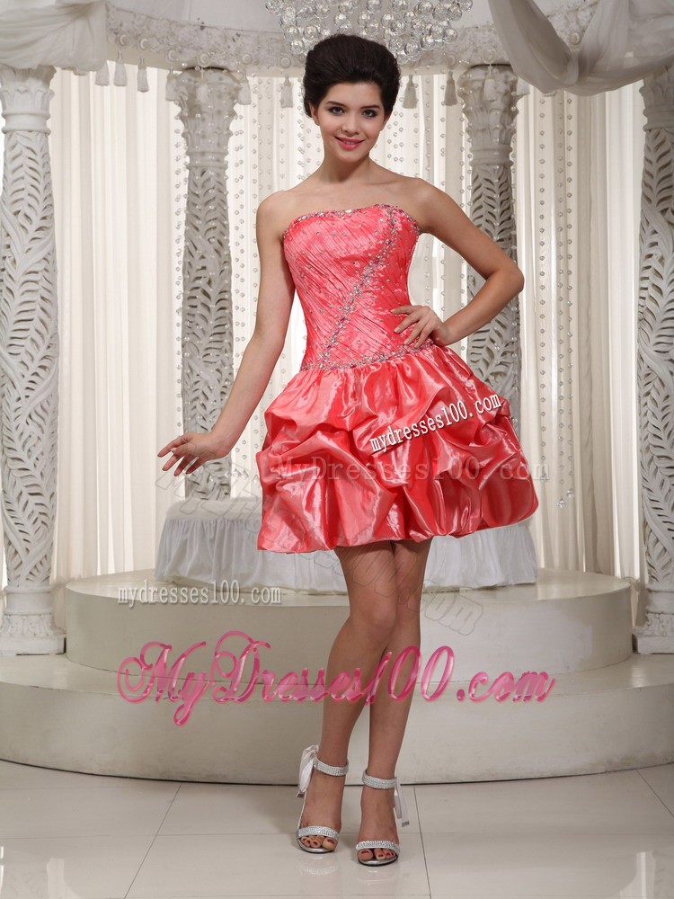 Watermelon Princess Strapless Mini-length Beaded 2013 Cocktail Dress