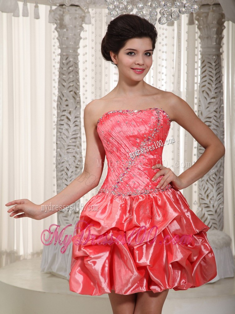 Watermelon Princess Strapless Mini-length Beaded 2013 Cocktail Dress