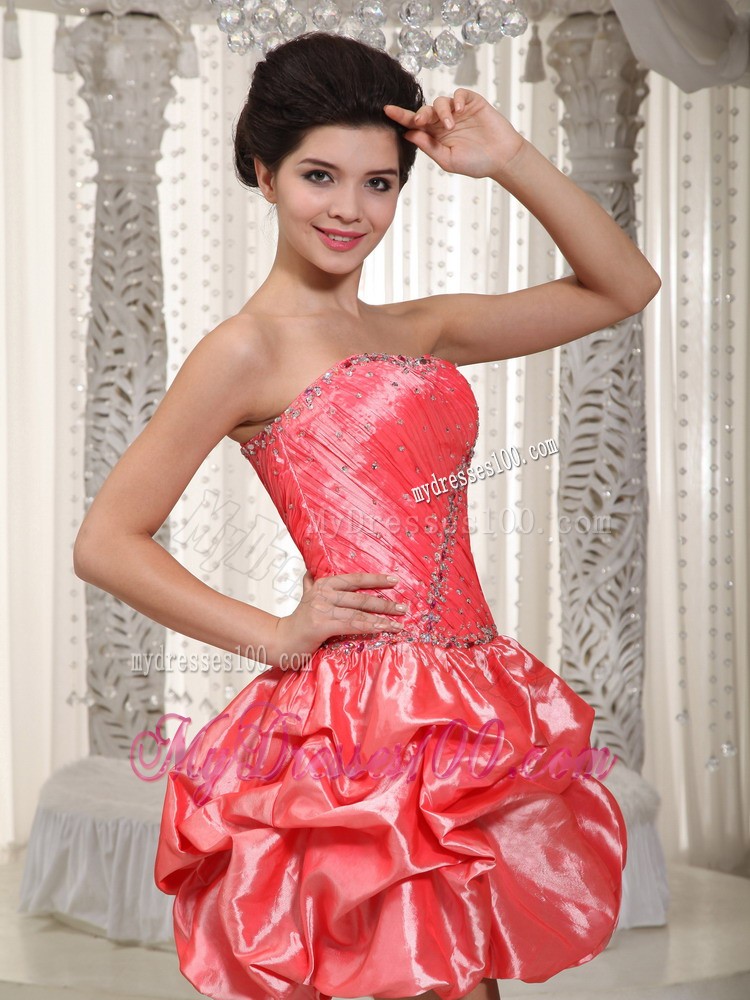 Watermelon Princess Strapless Mini-length Beaded 2013 Cocktail Dress