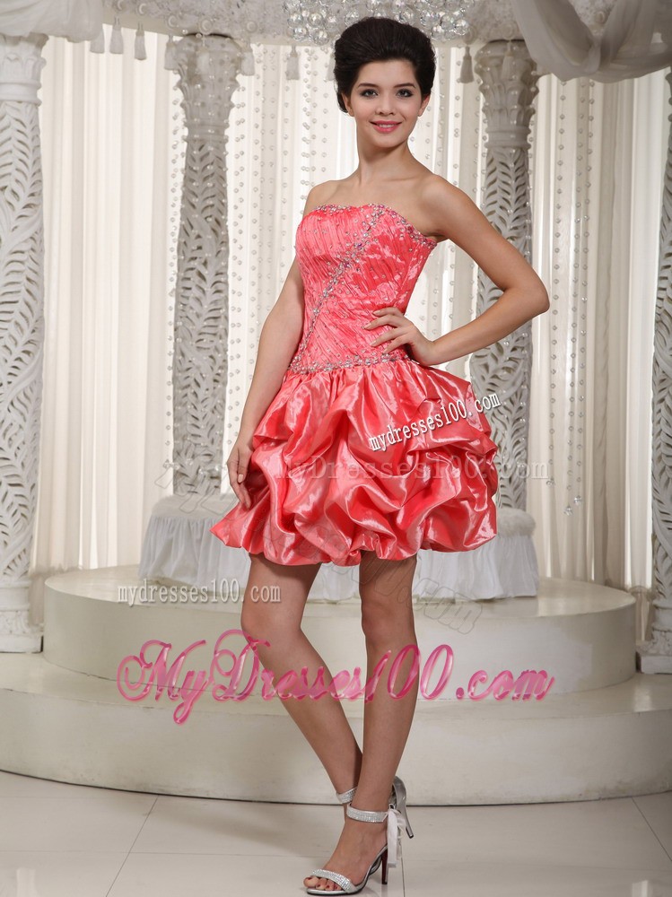 Watermelon Princess Strapless Mini-length Beaded 2013 Cocktail Dress