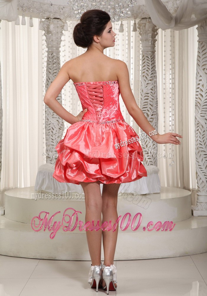 Watermelon Princess Strapless Mini-length Beaded 2013 Cocktail Dress