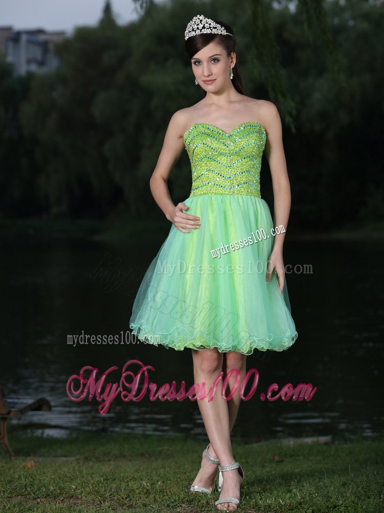Sweetheart Neckline Beaded Decorate Bodice Green 2013 Prom / Cocktail Dress