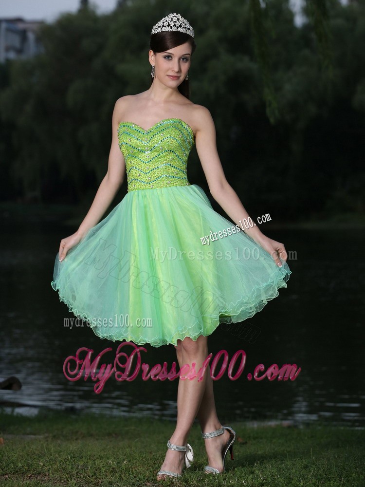 Sweetheart Neckline Beaded Decorate Bodice Green 2013 Prom / Cocktail Dress